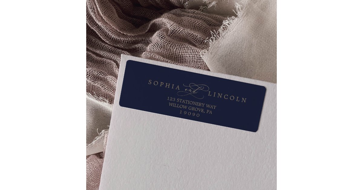 Romantic Navy Calligraphy Return Address Label