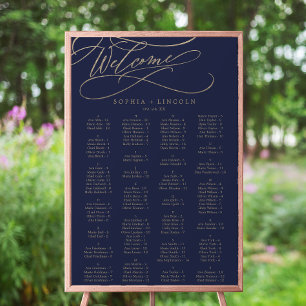 Romantic Navy Calligraphy Seating Chart