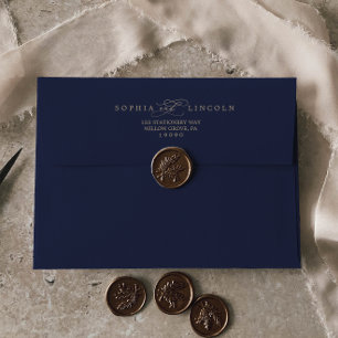 Romantic Navy Calligraphy Wedding Invitation Envelope