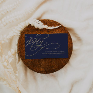 Romantic Navy Calligraphy Wedding Website RSVP Enclosure Card