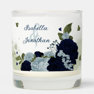 Romantic navy &dusty blue flowers greenery wedding scented candle