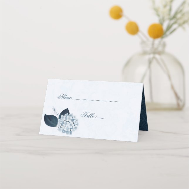 Romantic Navy & dusty blue flowers Place Card (Front)