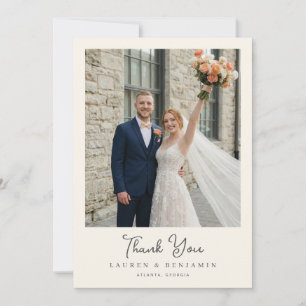 Romantic Navy Elegante Photo Thank You Card