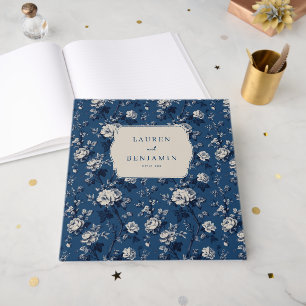 Romantic Navy Floral ElegANCE Guest Book