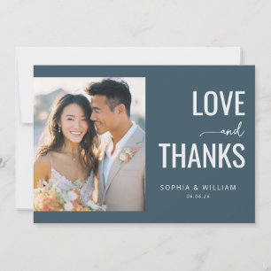 Romantic Navy Minimalist Photo Thank You Card