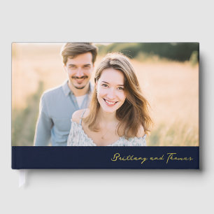 Romantic Navy Photo Foil Guest Book