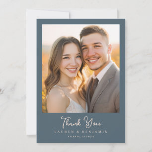 Romantic Navy Photo Thank You Card