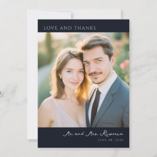 Romantic Navy Photo Thank You Card