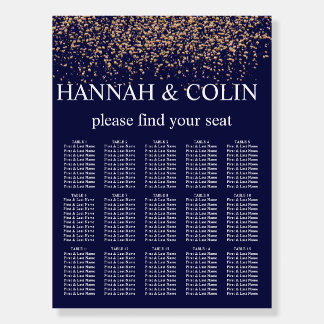 Romantic Navy Rose Gold Stardust Seating Chart Foam Board