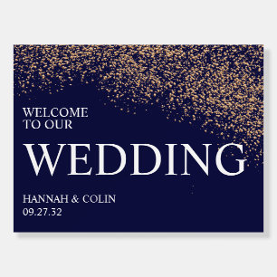 Romantic Navy Rose Gold Stardust Welcome Foam Board