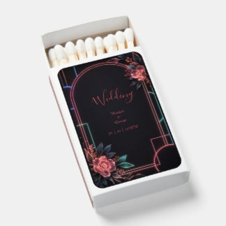 Romantic Neon Floral Wedding Arch Glow Matchboxes