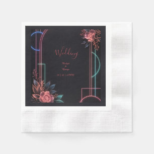 Romantic Neon Floral Wedding Arch Glow Napkins