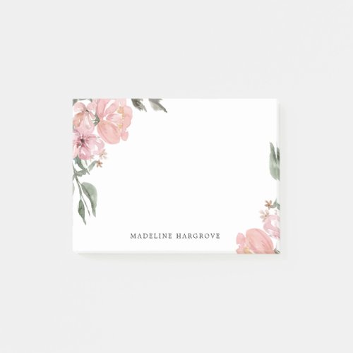 Romantic Neutral Blush Pink Floral Personalized Post_it Notes