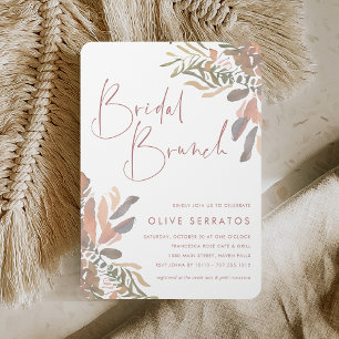 Romantic Neutral Boho Floral Bridal Shower Brunch Invitation