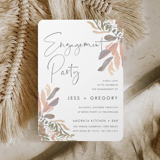 Romantic Neutral Boho Floral Engagement Party Invitation (Creator Uploaded)