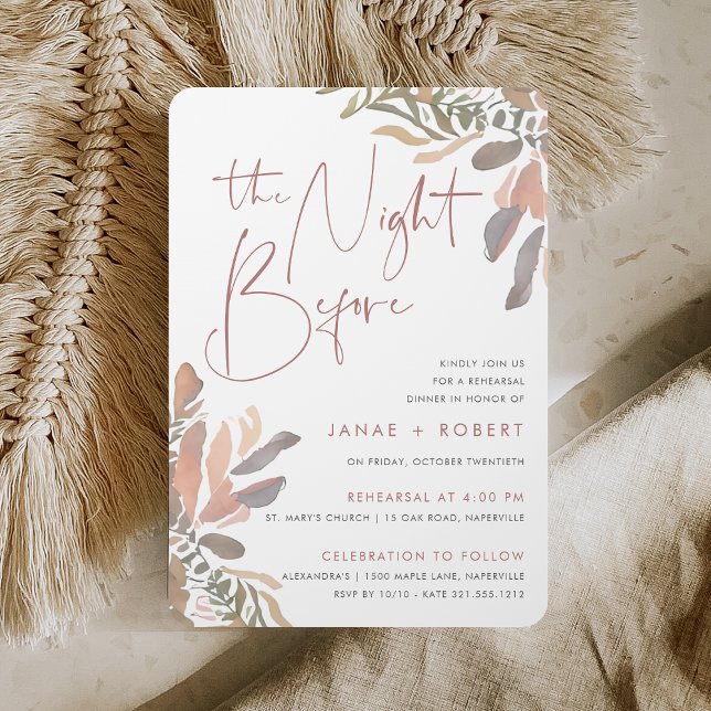 Romantic Neutral Boho Floral Rehearsal Dinner Invitation (Creator Uploaded)