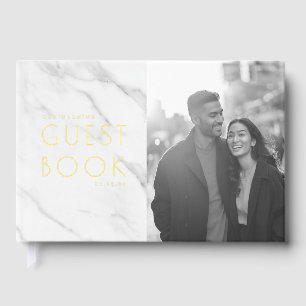 Romantic Neutral Minimalist Photo Foil Guest Book