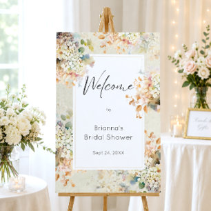 Romantic Neutral Vintage Hydrangeas Bridal Shower Foam Board