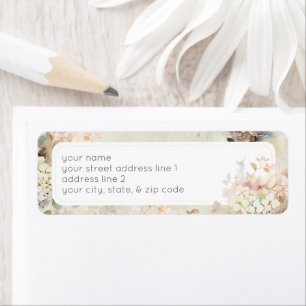 Romantic Neutral Vintage Hydrangeas Bridal Shower Label