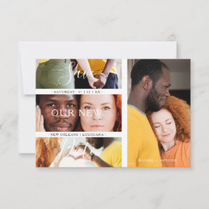 Romantic New Date Wedding Engaged 4 Photos Collage Save The Date