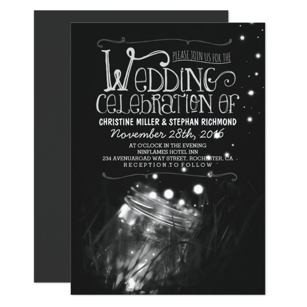 Romantic Night Lights Mason Jar Wedding Invite