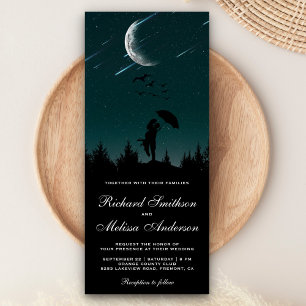 Romantic Night Sky, Moon & Shooting Stars Wedding Invitation