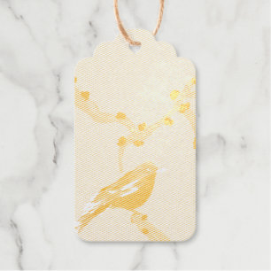 Romantic Nightingale Gold Foil Gift Tag