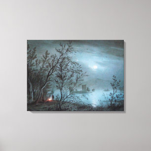 ROMANTIC NOCTURNE LANDSCAPE IN BLUE CANVAS PRINT