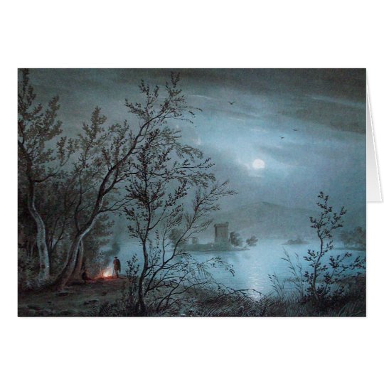ROMANTIC NOCTURNE LANDSCAPE IN BLUE CARD