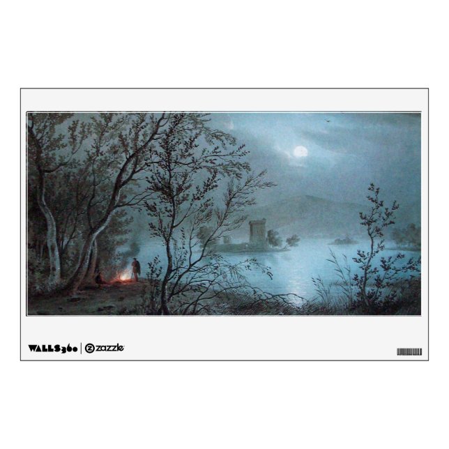 ROMANTIC NOCTURNE LANDSCAPE IN BLUE WALL STICKER (Front)