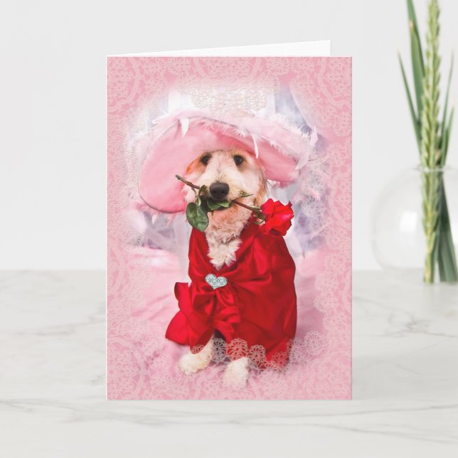 Romantic Note Card - Golden Doodle (Front)