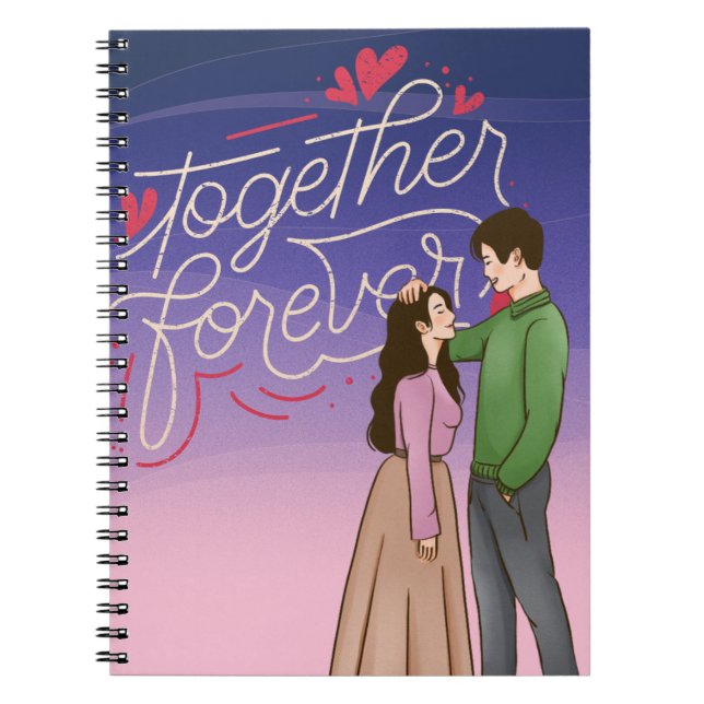 Romantic Notebook Cover with Cute K-Drama Couple (Front)