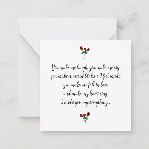 Romantic Occasions Poetry Romance Hand You A Love  Note Card