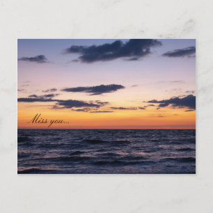 Romantic ocean sunset postcard