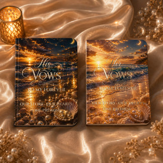Romantic Ocean Sunset Wedding Vow Booklet Foil Vow Books