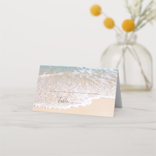 Romantic Ocean Waves Tropical Beach Wedding Place Card