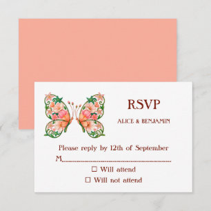 Romantic Oil Painting Floral Butterfly RSVP Card