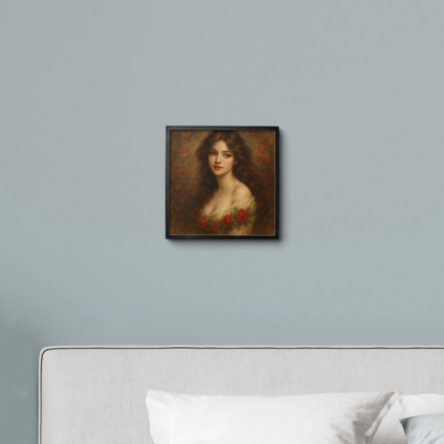  Romantic Oil Painting of Beautiful Young girl Peel And Stick Photo Tile (Bedroom)