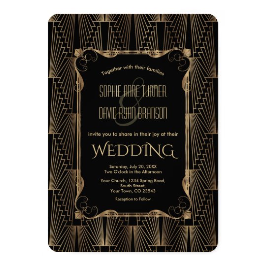 Romantic Old Hollywood Black Great Gatsby Wedding Invitation | Zazzle.com