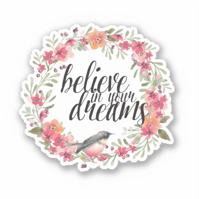 Romantic Oleander Bird Pink Floral Dream Sticker (Front)