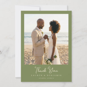 Romantic Olive Classic Photo Thank You Card