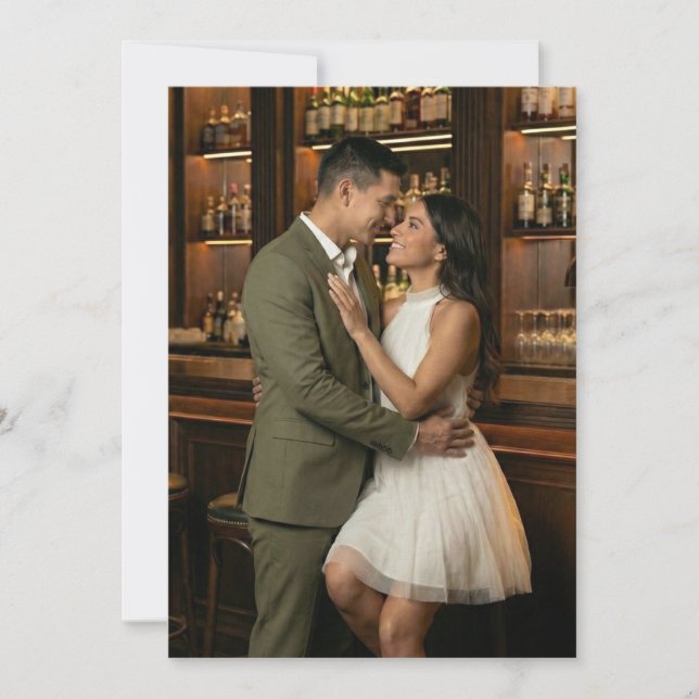 Romantic Olive Green Photo Invitation (Front)