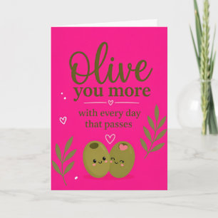 Romantic Olive You More Valentine's Day Greeting C Card