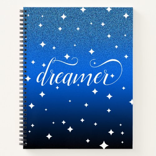 Romantic Ombre Midnight Blue Starry Dreamer Notebook