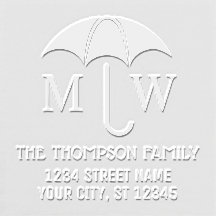 Romantic Open Umbrella Over Couple Name Address