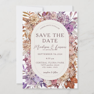 Romantic Orange Lavender Floral Save The Date