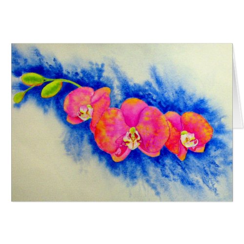 Romantic orange pink watercolor orchid painting 