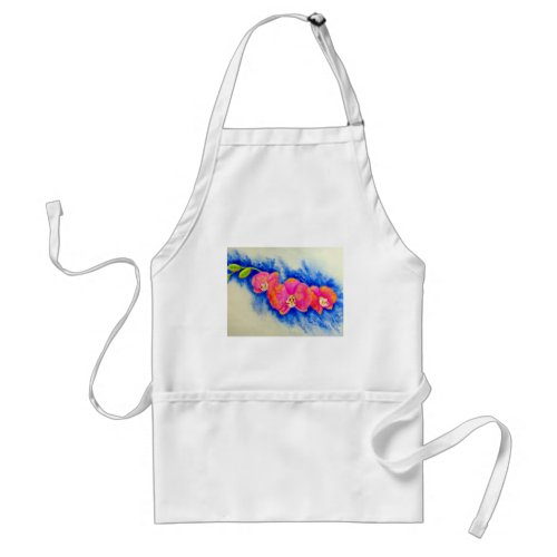 Romantic orange pink watercolor orchid painting  adult apron