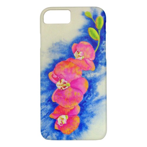 Romantic orange pink watercolor orchid painting  iPhone 87 case