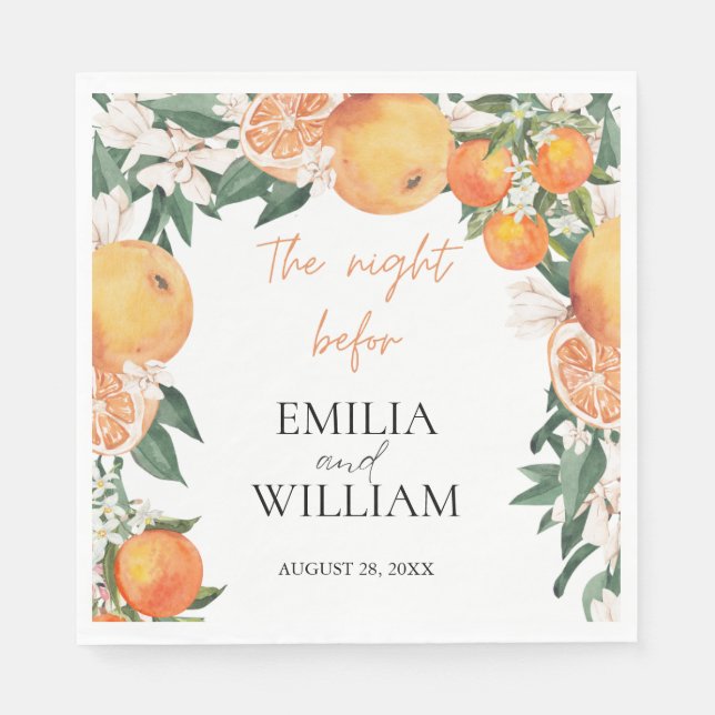 Romantic Oranges Citrus Wedding Cocktail  Napkins (Front)